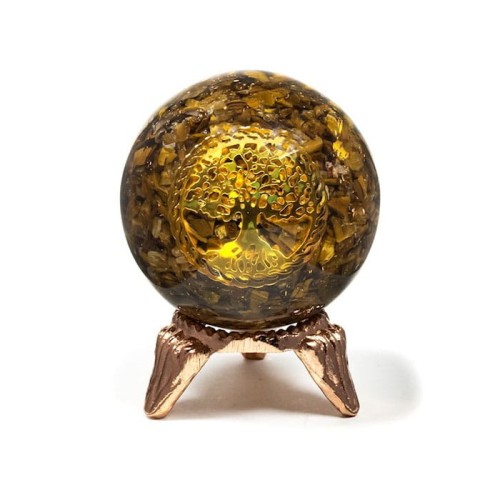 Orgonitowa kula Drzewo Życia z tygrysim okiem