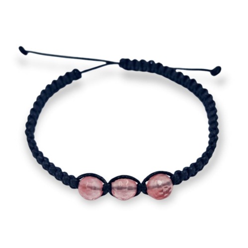 Pleciona bransoletka z kwarcem różowym (koraliki) - miłość, empatia, wrażliwość