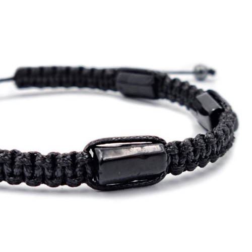 Bransoletka ochronna z polerowanymi czarnymi turmalinami