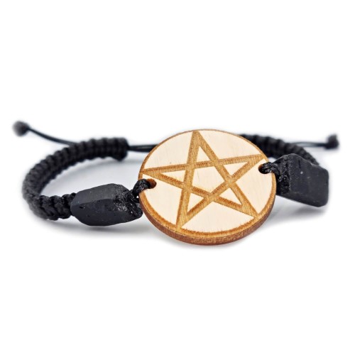 Pleciona bransoletka Pentakl z czarnymi turmalinami