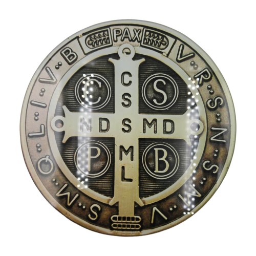 Szklany, dwustronny Medalik Świętego Benedykta / Krzyż Świętego Benedykta