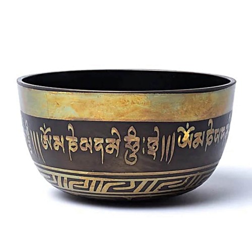 Śpiewająca misa Om Mani Padme Hum, ręcznie grawerowana, 14 cm