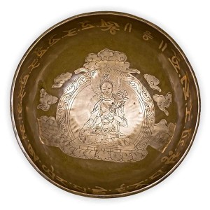Śpiewająca misa Biała Tara, ręcznie grawerowana, 24 cm, 1400-1600 g