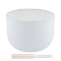 Biała kryształowa misa śpiewająca 432 Hz + torba (dźwięk G, 25 cm)