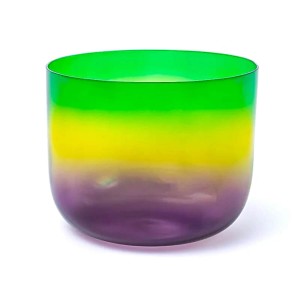 Tęczowa kryształowa misa śpiewająca Czakra Serca, 432 Hz + torba